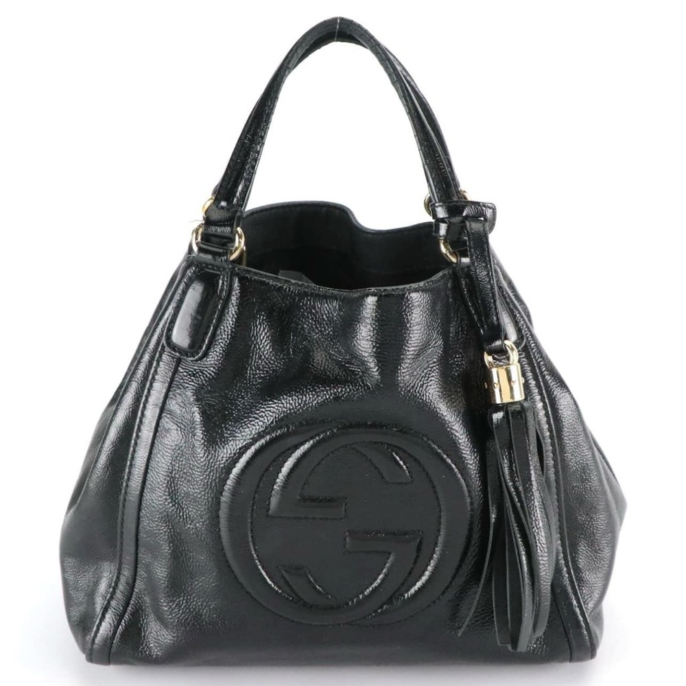Gucci soho black patent leather bag
